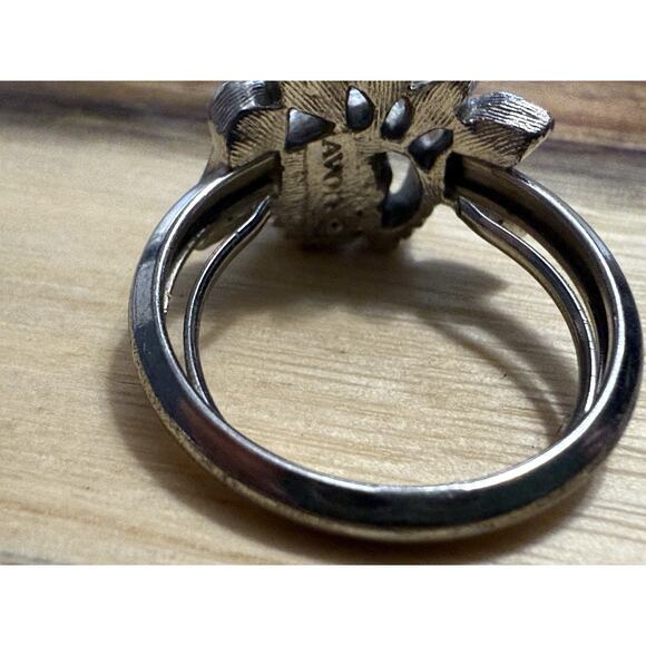 VTG Avon COCKTAIL RING Faux PEARL PAVE RHINESTONE SPRAY SZ 7.5 NOS 1970's - Picture 7 of 8